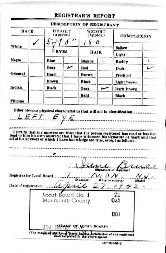 Ciro Eugene Lanzaro World War II Draft Registration
