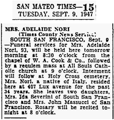Adelaide Centoscuri Nori Obituary