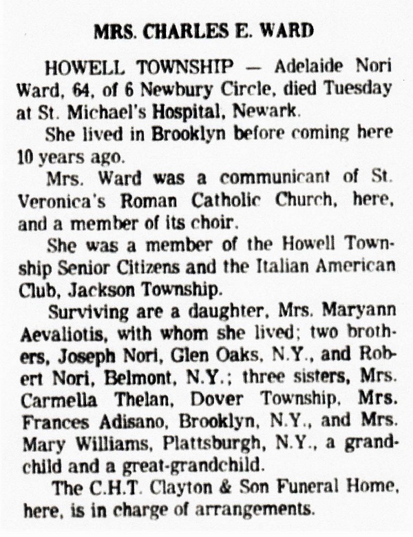 Adelaide Nori Ward Obituary
