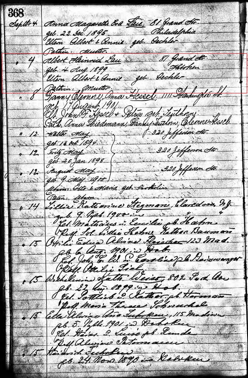 Albert Lau Birth Record