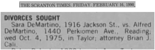 Alfred DeMartino Divorce Record