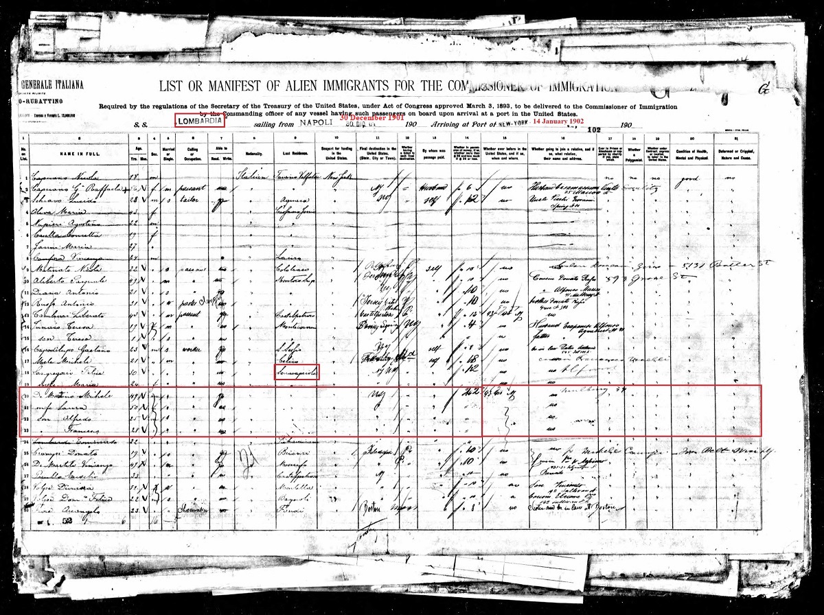 Alfred DeMartino Immigration Record