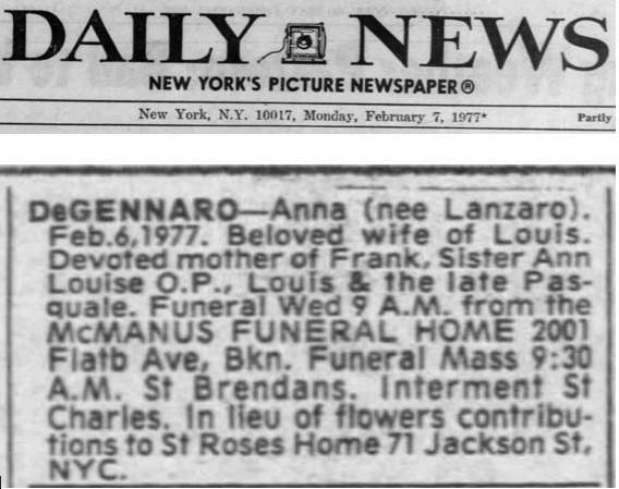 Anna Lanzaro DeGennaro Obituary