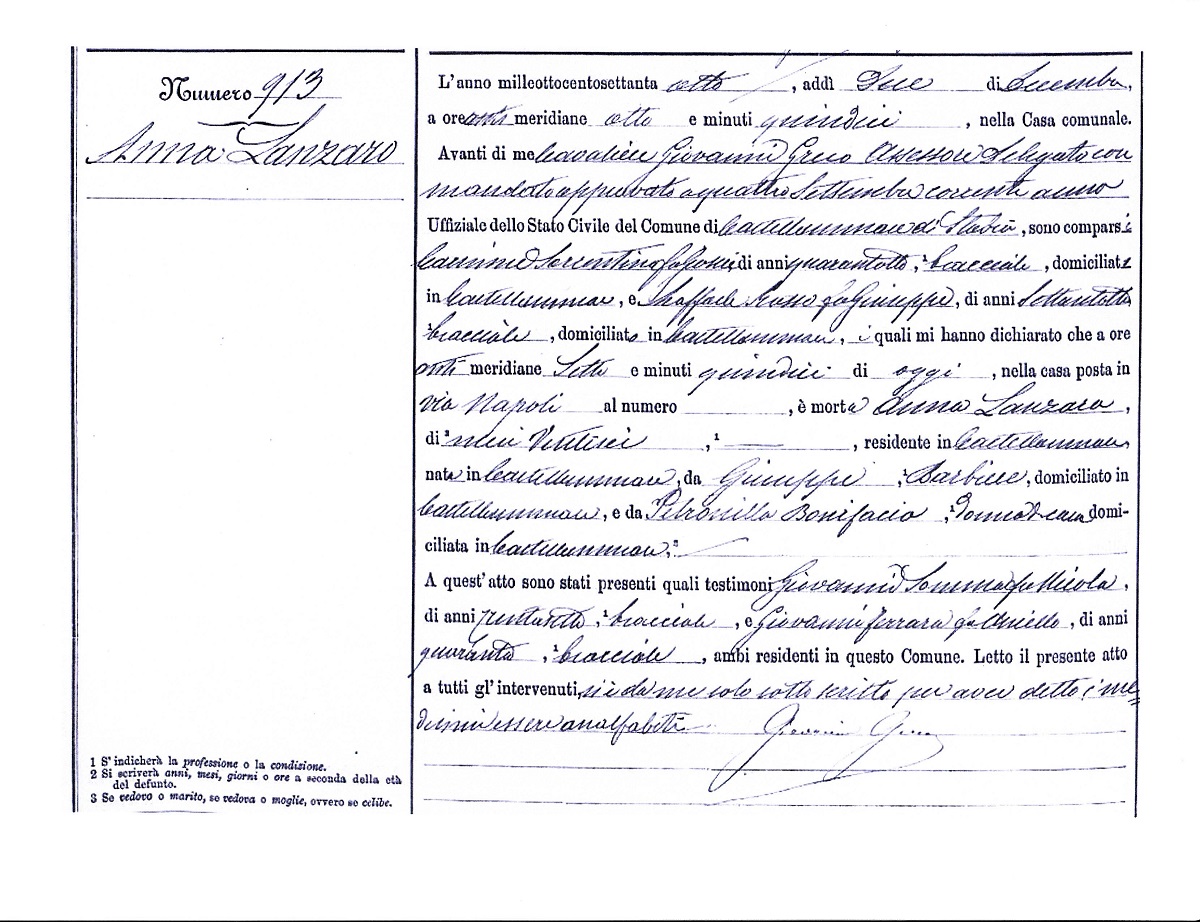 Marianna Lanzara Death Record