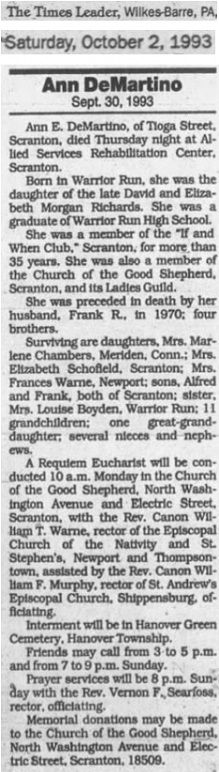 Ann Richards DeMartino Obituary