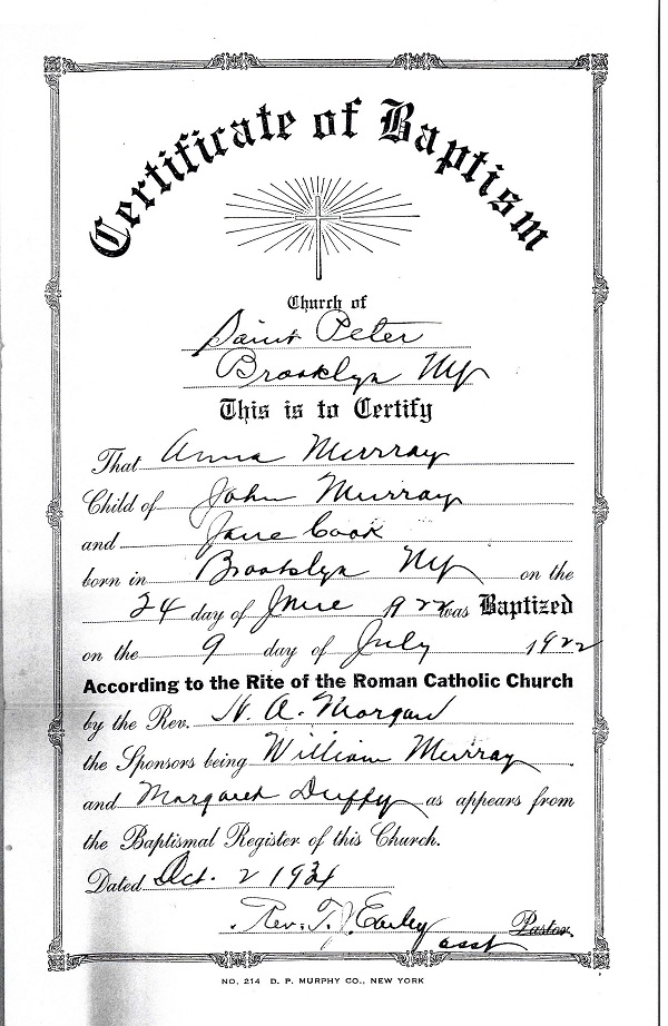 Anne T. Murray Birth Record