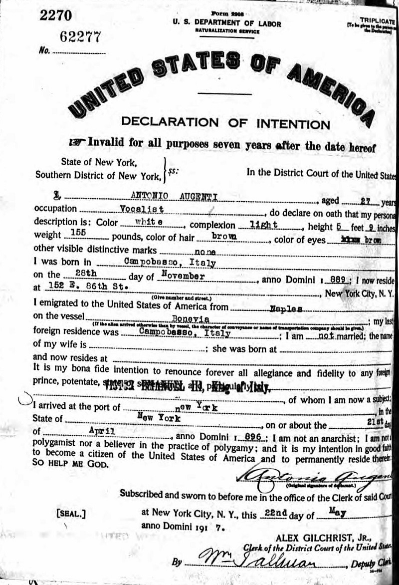 Anthony Augenti Naturalization
