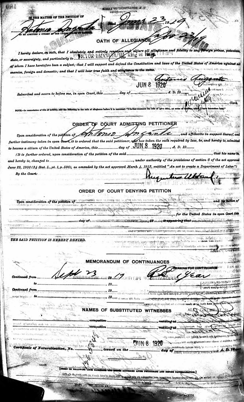 Anthony Augenti Naturalization