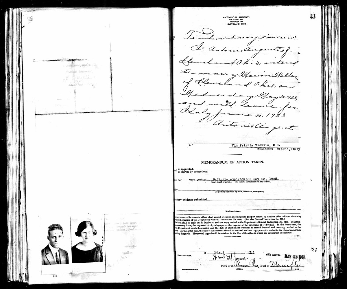 Anthony Augenti Passport Application