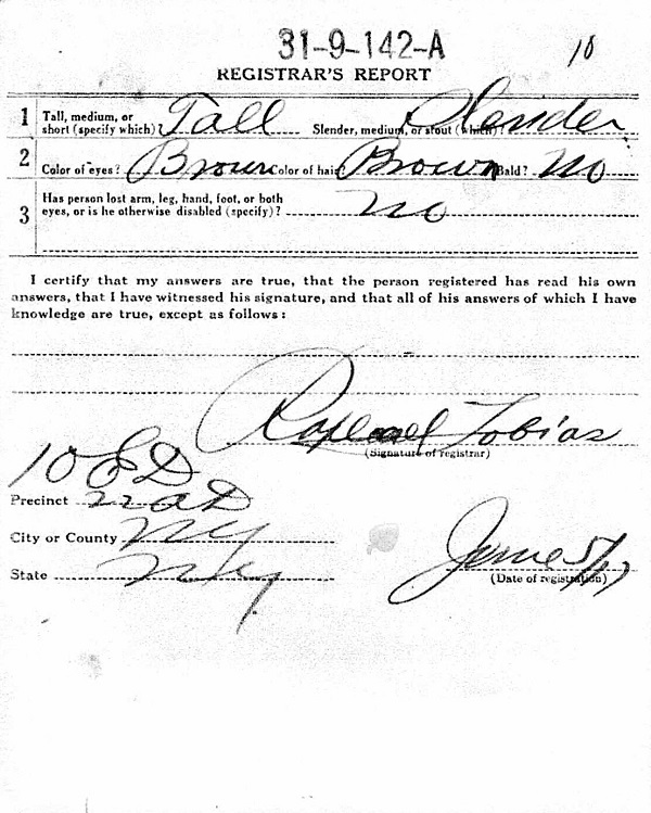 Anthony Augenti WW1 Draft Registration