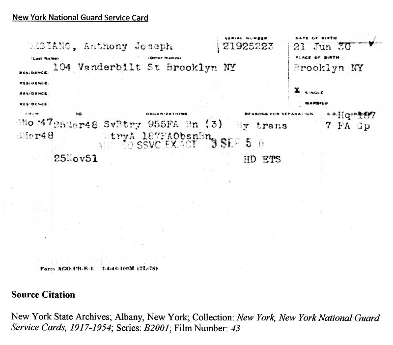 Anthony J. Desiano Military Records