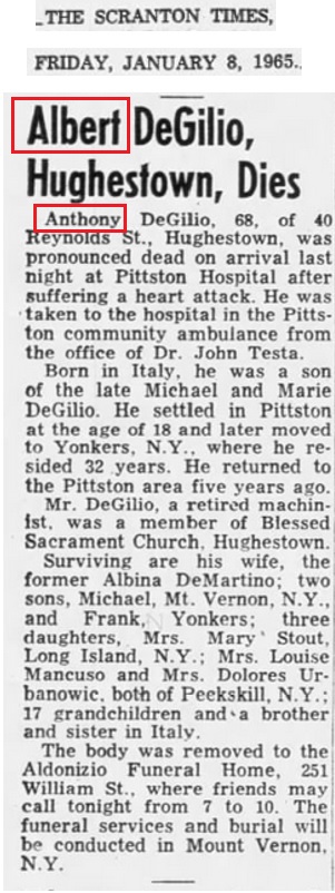 Anthony Digilio Obituary