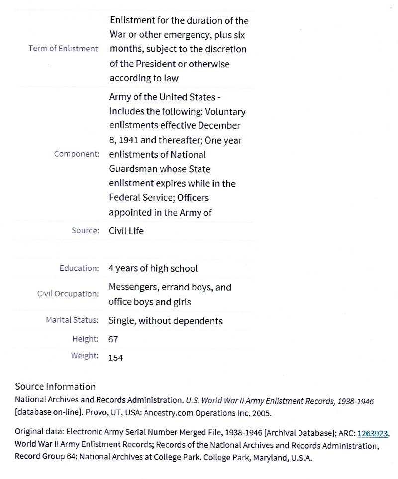 Arnold J. Mastellone Military Records
