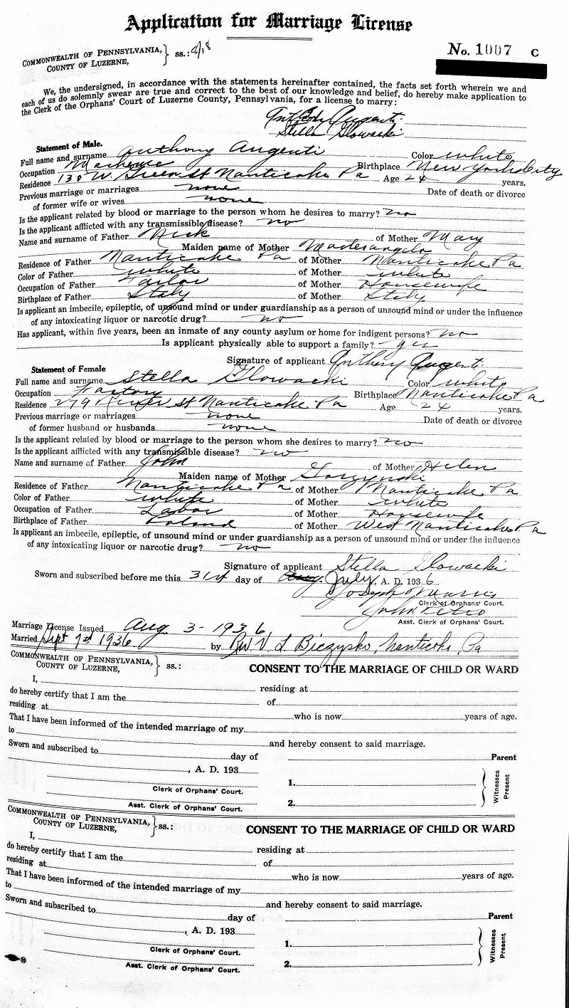 Anthony Augenti and Stella Glowacki Marriage