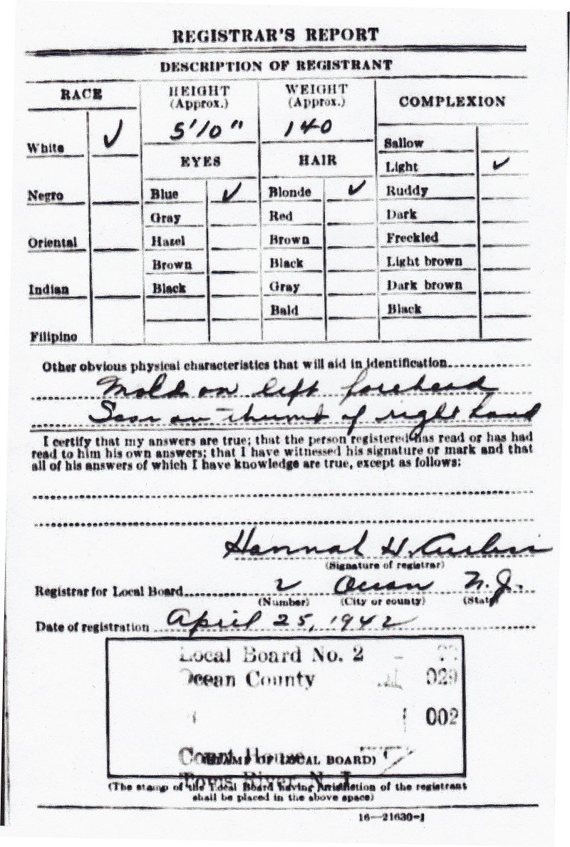 William Albert Lau Military Records