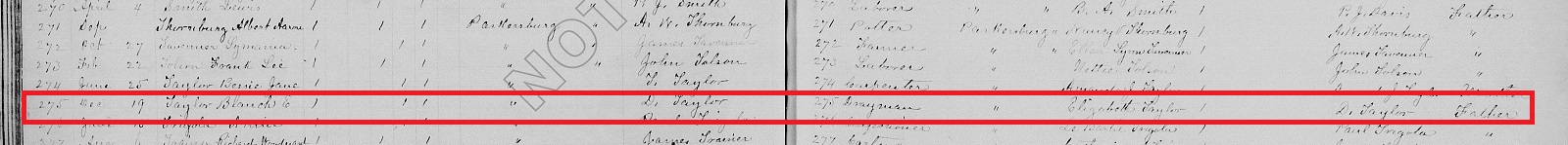 Blanche Taylor Birth Record