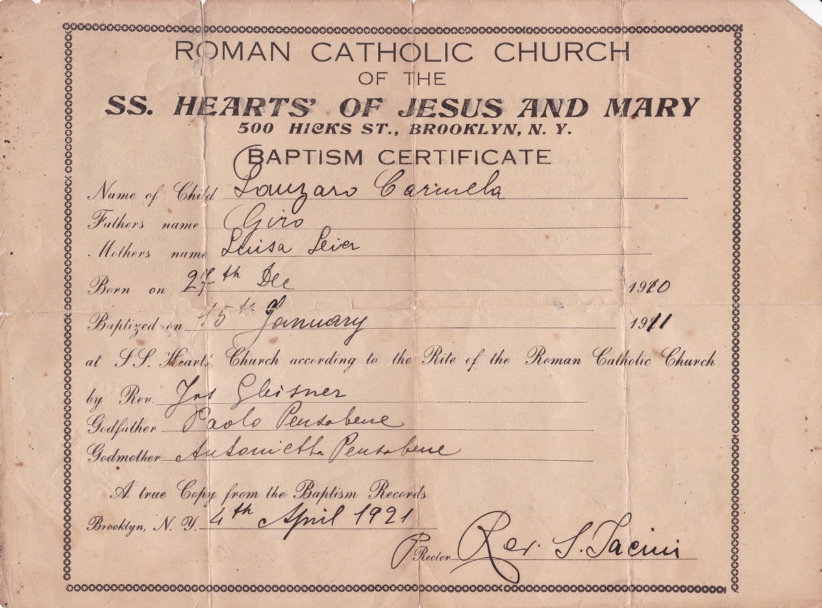 Carmela Lanzaro Baptism