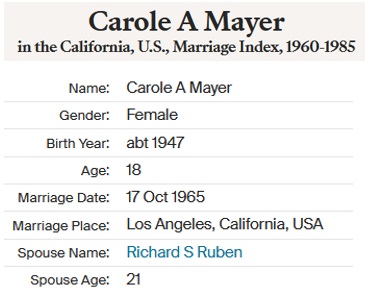 Carol M. Mayer Marriage Record