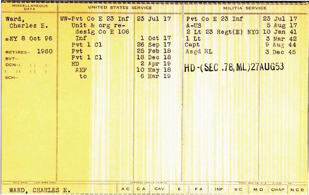 Charles E. Ward Military Record