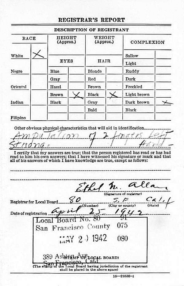 Charles P. Norry WW2 Draft Registration
