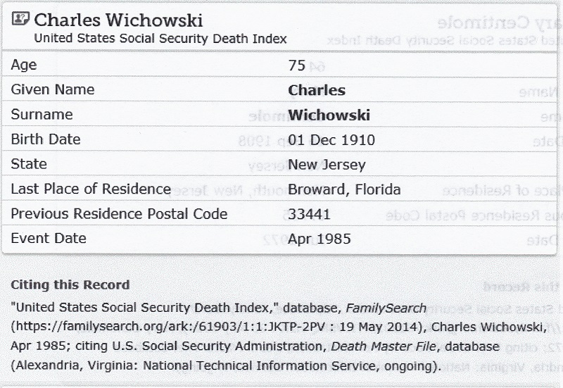 Charles Wichowski SSDI