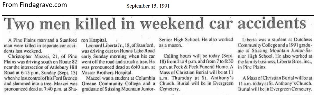 Christopher Mazzei Death Record