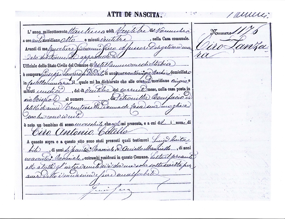 Ciro Lanzaro Birth Record