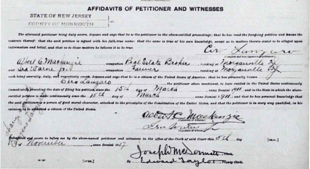 Ciro Lanzaro Naturalization Record