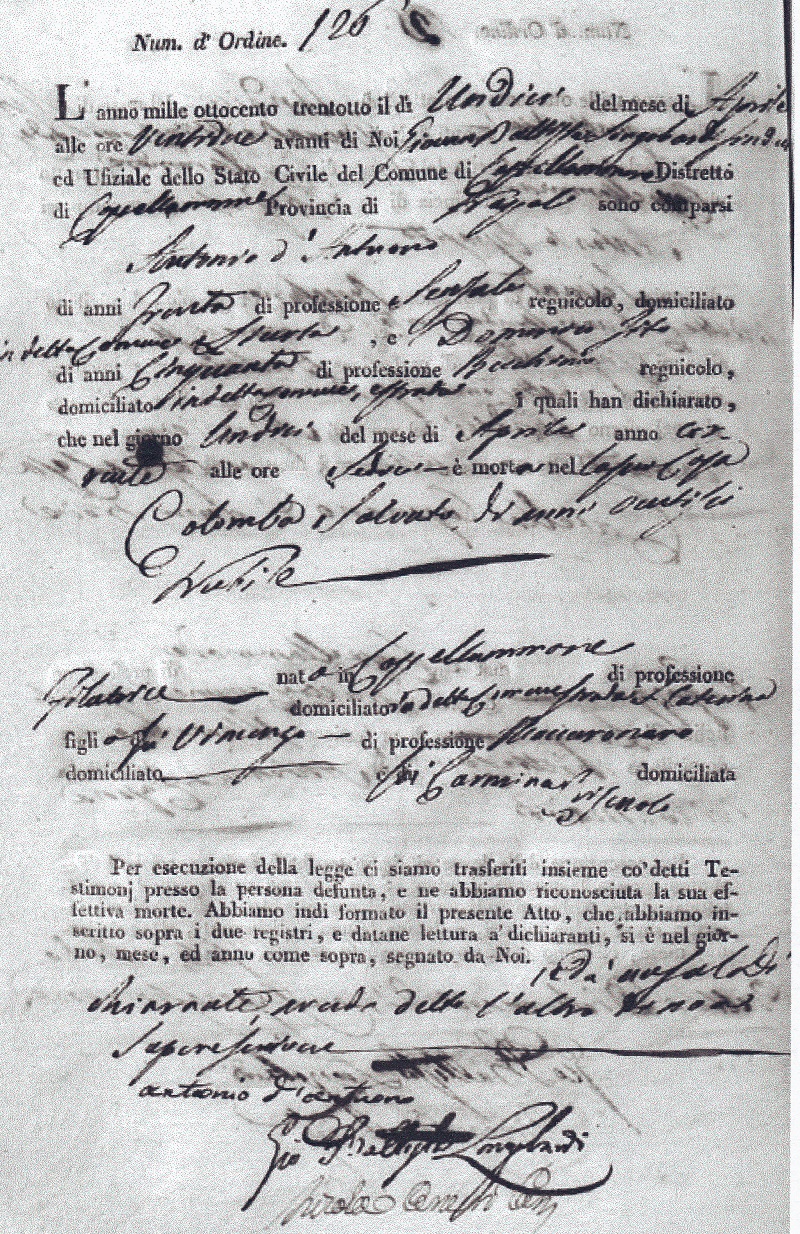 Colomba Salvato Death Record