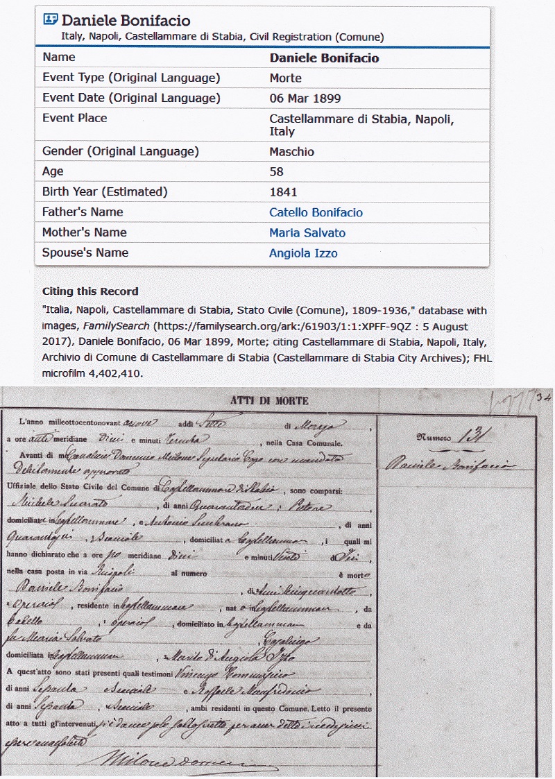 Daniele Bonifacio Death Record