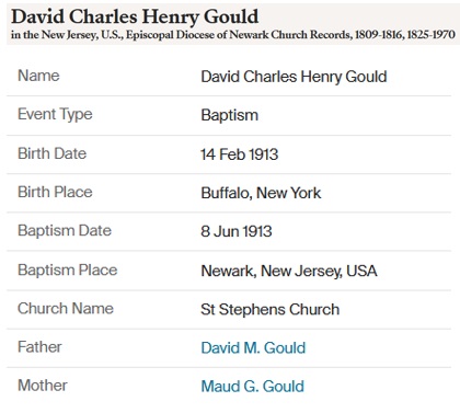 David H. Gould Birth Record