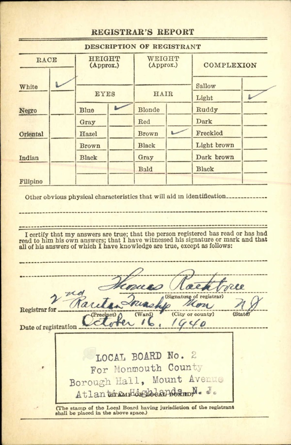 David Henry Gould World War II Draft Registration