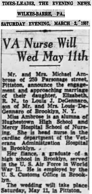 Elizabeth Ambrose and Louis DeGennaro Marriage