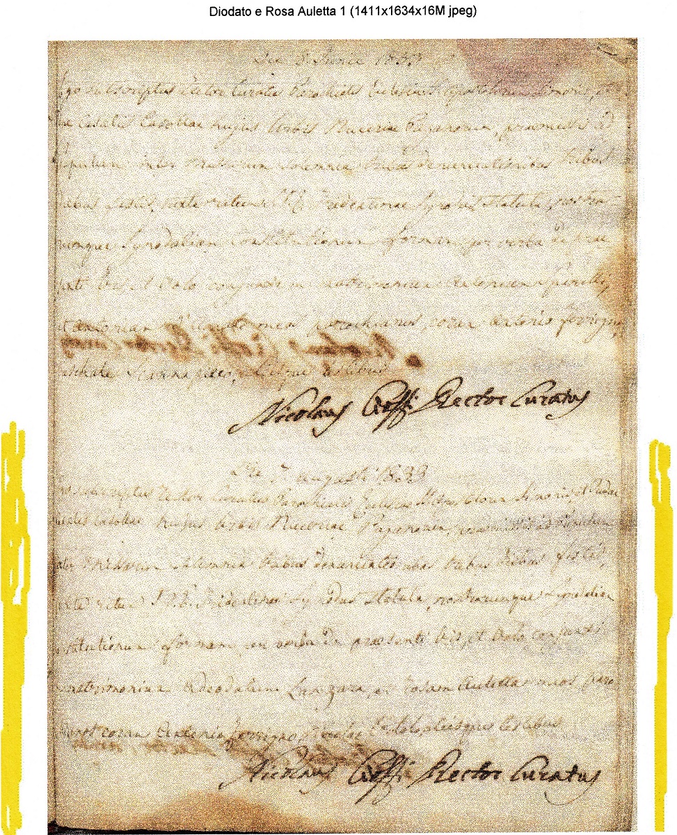 Diodato Lanzara and Maria Rosa Auletta Marriage Record