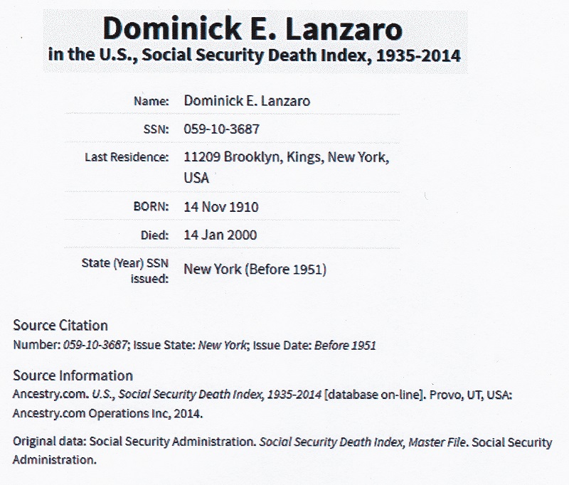 Dominick E. Lanzaro SSDI