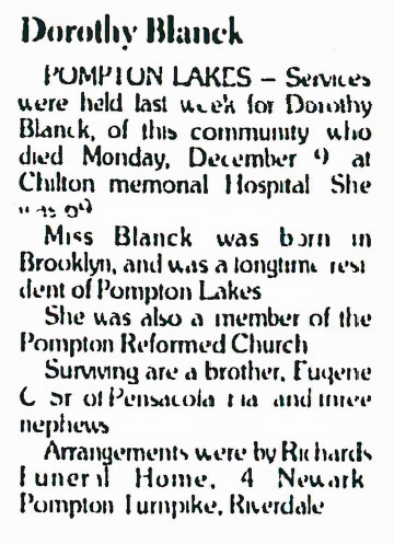 Dorothy Blanck Obituary