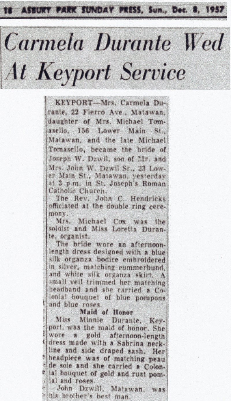 Joseph Dzwil & Carmella Tomasello Durante Wedding