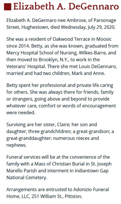 Elizabeth Ambrose DeGennaro Obituary