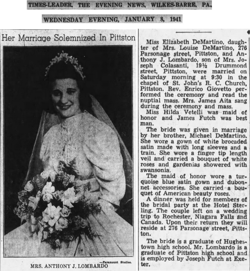 Elizabeth DeMartino and Anthony Lombardo Marriage