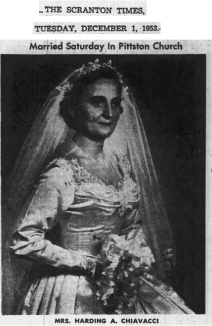 Elvira Troback and Harding Chiavacci Marriage