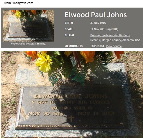 Elwood Johns Cemetery Record