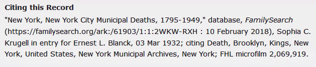 Ernest F. Blanck Death Certificate