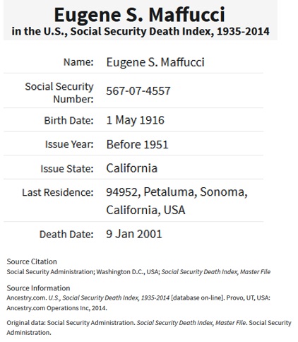 Eugene S. Maffucci SSDI