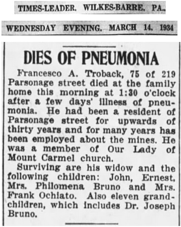 Francesco Antonio Trobacco Obituary