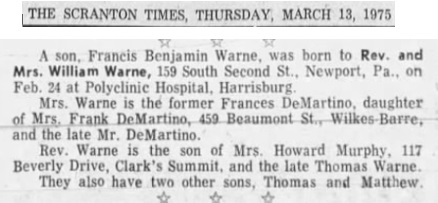 Frances and William Warne 1975