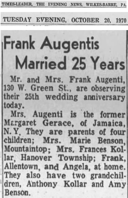 Amerigo Frank Augenti and Margherita Gerace Anniversary