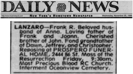 Frank R. Lanzaro Obituary