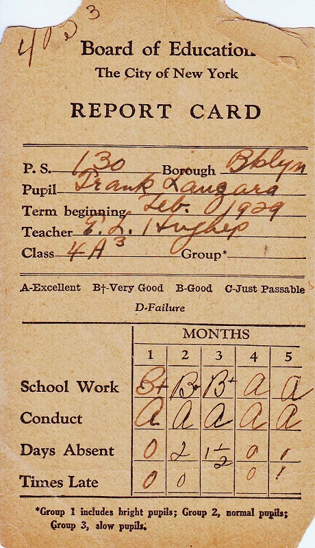 Frank Lanzaro's Report Card