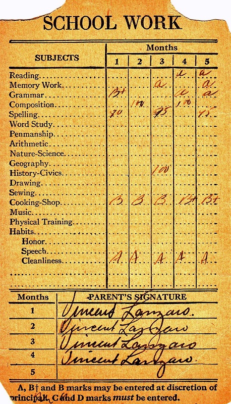 Frank Lanzaro's Report Card