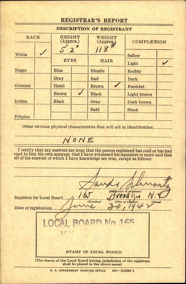 Fred J. Lanzaro Military Records